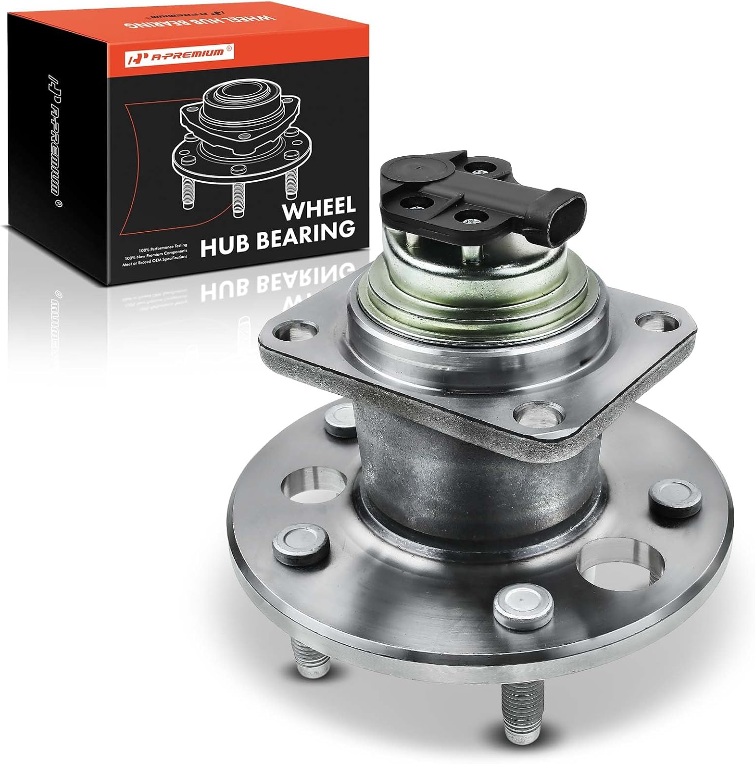 A-Premium Rear Wheel Bearing and Hub Assembly with ABS & 5-Lug Compatible with Buick LeSabre Park Avenue, Cadillac DeVille Fleetwood, Oldsmobile 98 Delta 88 LSS, Pontiac Bonneville