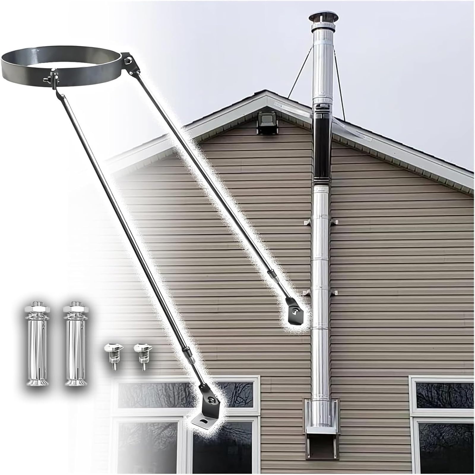 Support tuyau cheminée inox 225 mm de qualité durable