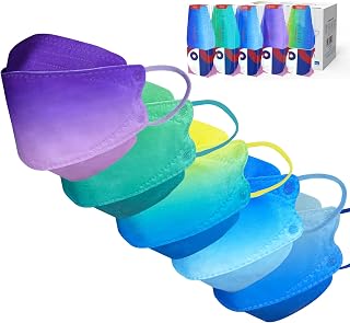 50PCS Individual Packs 3D 4 LAYER disposable face masks, 5-Different Gradient Colors Design, Breathable, Comfortable Protection