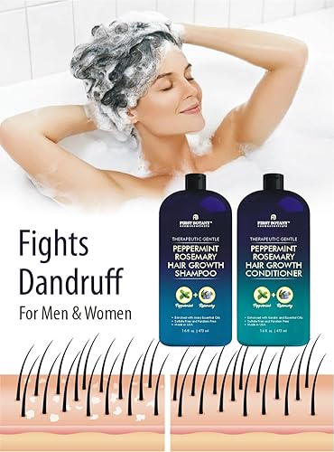 Miniatura 3 de First Botany, Peppermint Romero - Champú y acondicionador contra la caída del cabello y champú para el crecimiento del cabello, hidratante diario,