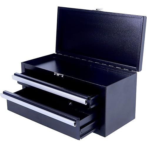 SUMERUZ Mini Tool Box with Drawers - Small Metal Tool Box, Micro Top Tool Chest for Tools Storage,Multi-Purpose Portable Storage Case Organizer (Black01)