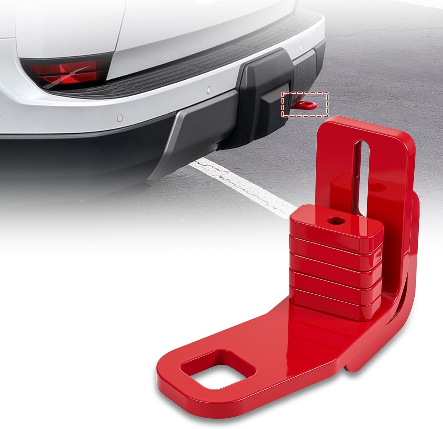 Heavy Duty Rear Tow Hooks Recovery Points Hooks fits for 2024-2025 Toyota Land Cruiser/Lexus GX550 & 2025 Toyota 4Runner, Rear Car Recovery Points Red Color 1 Piece