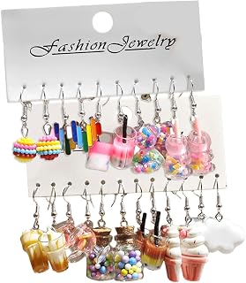 Fashionable Simulation Bubble Milk Teas Earrings Set 11 Pairs Lovely Sturdy Resin Jewelry Accessory for Trendy Women