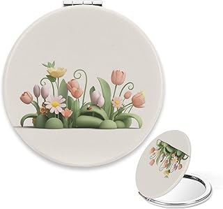 Pocket Mirror, 3D Spring Flowers with Ladybug...