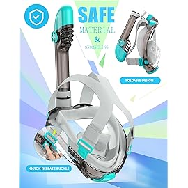 Greatever G2 Full Face Snorkel Mask with Latest Dry Top System,Foldable 180 Degree Panoramic View Snorkeling Mask with Camera Mount,Safe Breathing,Anti-Leak&Anti-Fog