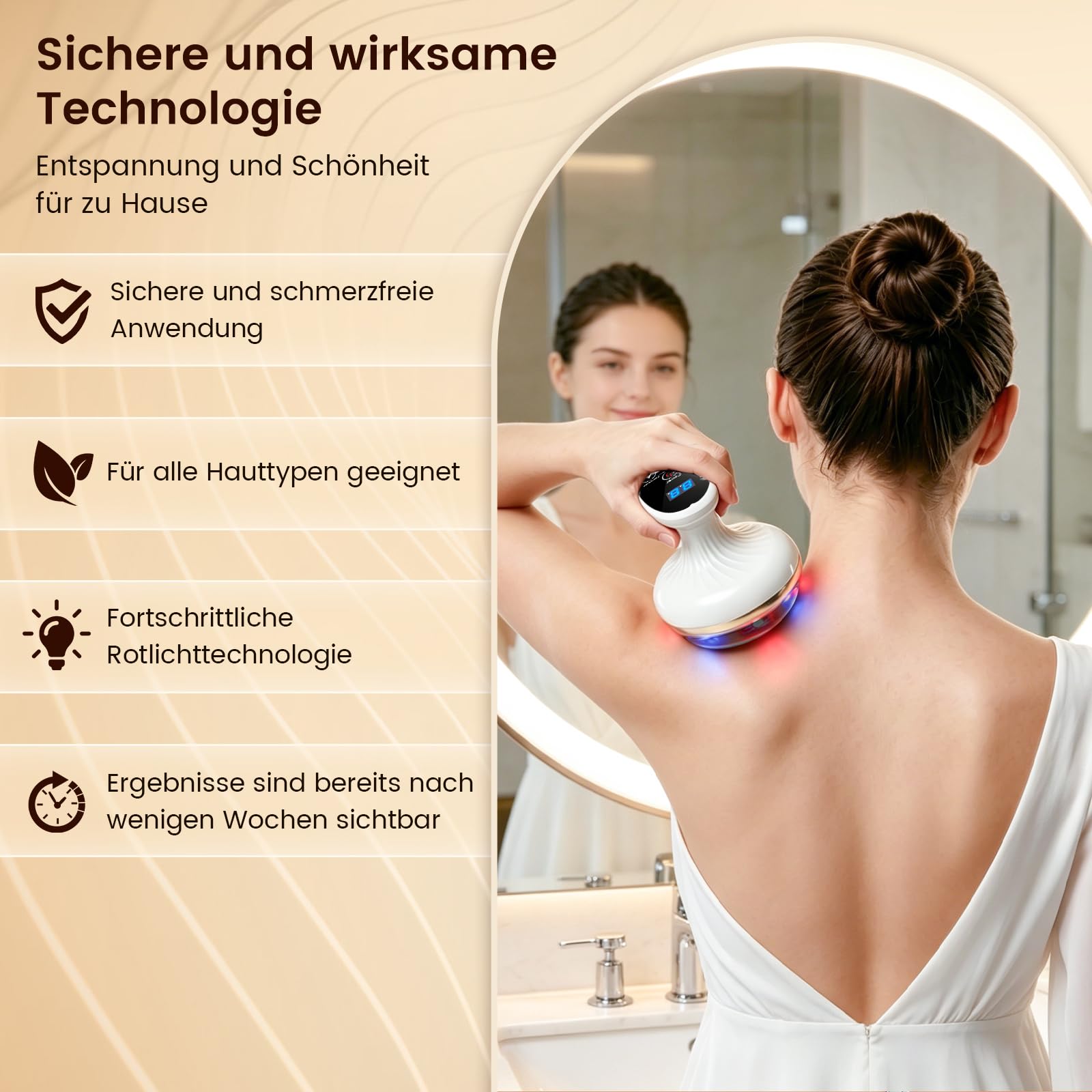 Vacuvia Cellulite Massager, 4-in-1 Vakuum Massagegerät gegen Cellulite mit Wärmetherapie & LED-Licht, Elektrisches Schröpfgerät für Lymphdrainage, Anti-Cellulite Massagegerät (Premiummodell)