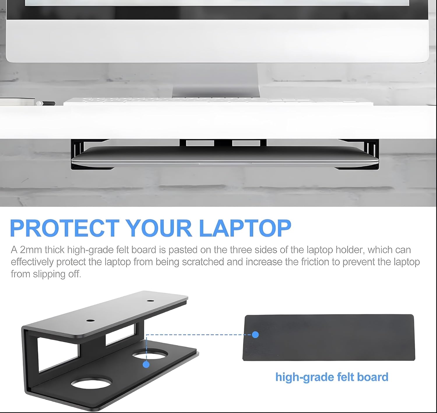 24x7 eMall Under Desk Laptop Holder Wall Mount Holder for Laptops, Carbon Steel, Scratch Resistant Strips, Adjustable Mounts Use Slide In And Slide Out Design. Device Thickness Should Not exceed 35mm. 14 71KF6UmQfWL. SL1500