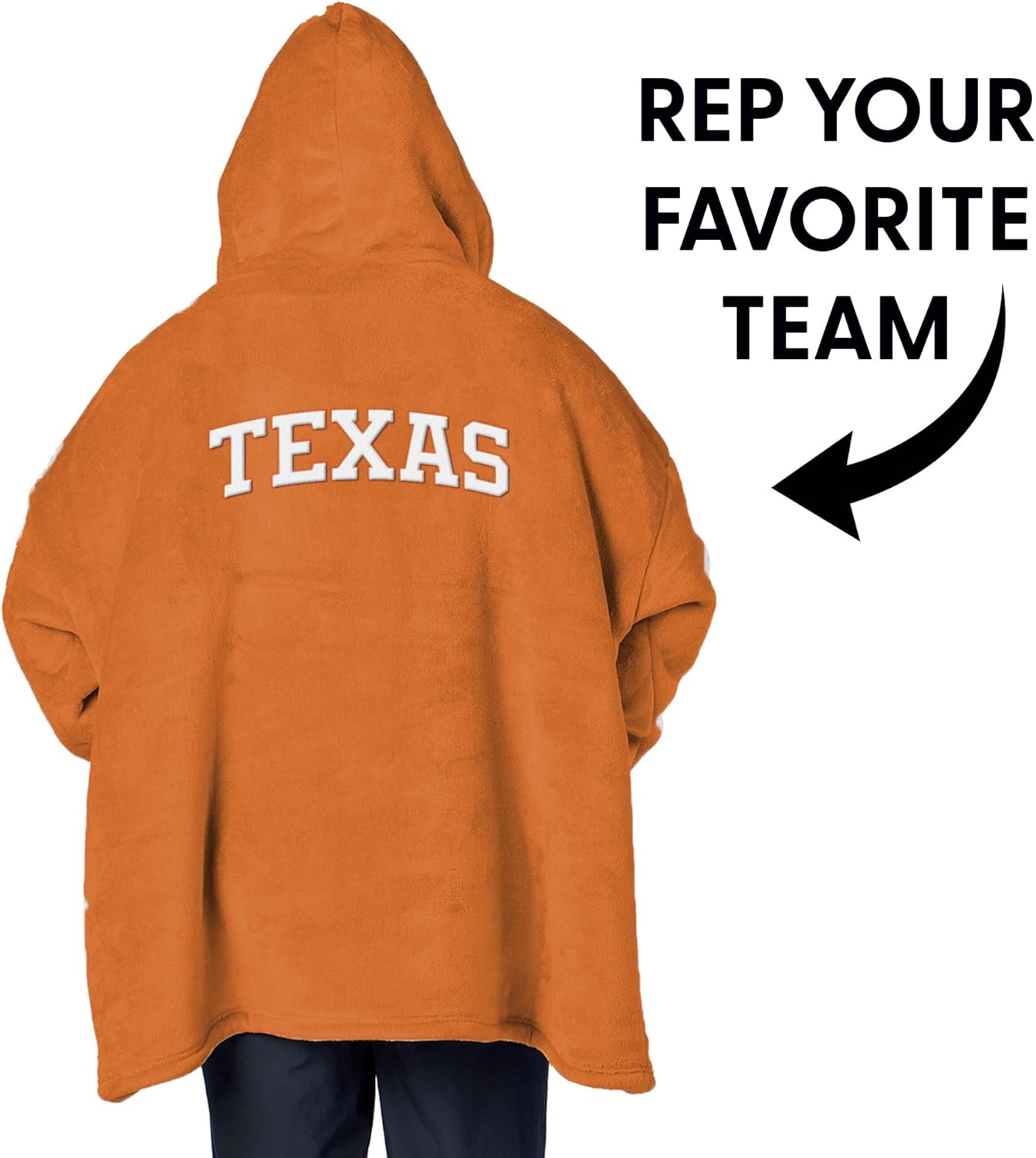 Northwest NCAA Texas Longhorns Hoodler Oversized Sherpa Pullover, Embroidered Logo,Plush Wearable Blanket Sweatshirt, Soft Fleece with Front Pocket, One Size Fits Most