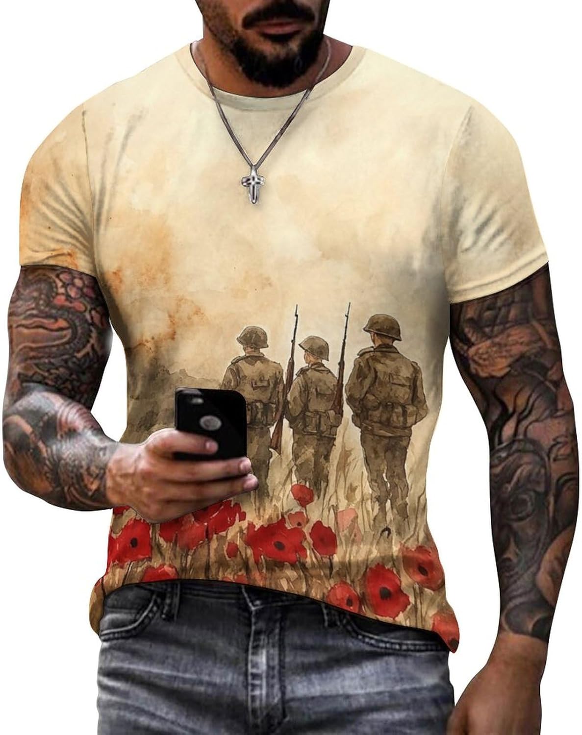 domirica Veterans Day Shirt Amercian Flag Patriotic Short Sleeve Crewneck Pullover Casual Memorial Day Mens Gift T-Shirt