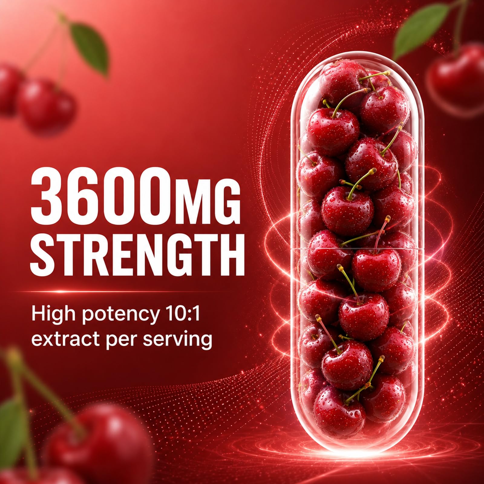 KAVARI Tart Cherry Extract Capsules Cold Extracted 10:1 Concentrated, Organic Tart Cherry Powder Supplements, 60 Capsules (1) — Amazon image 2