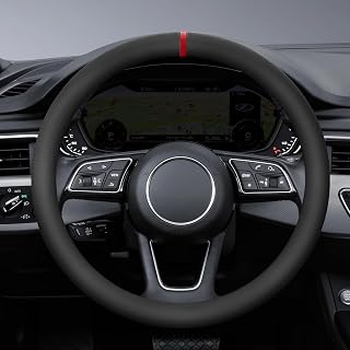 ZATOOTO Steering Wheel Cover Car Nappa Leather Non-Slip Steering Wheel Cover Thin, Breathable, Soft, Universal Size 37–38 cm/14.5-15 inch