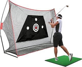 Amhuui Golf Hitting Practice Net Backyard, Golf Driving Net Outdoor, 9.8x6.8 FT Golf Driving Net with Carry Bag, High Toughness Nylon Fabric for Indoor Outdoor