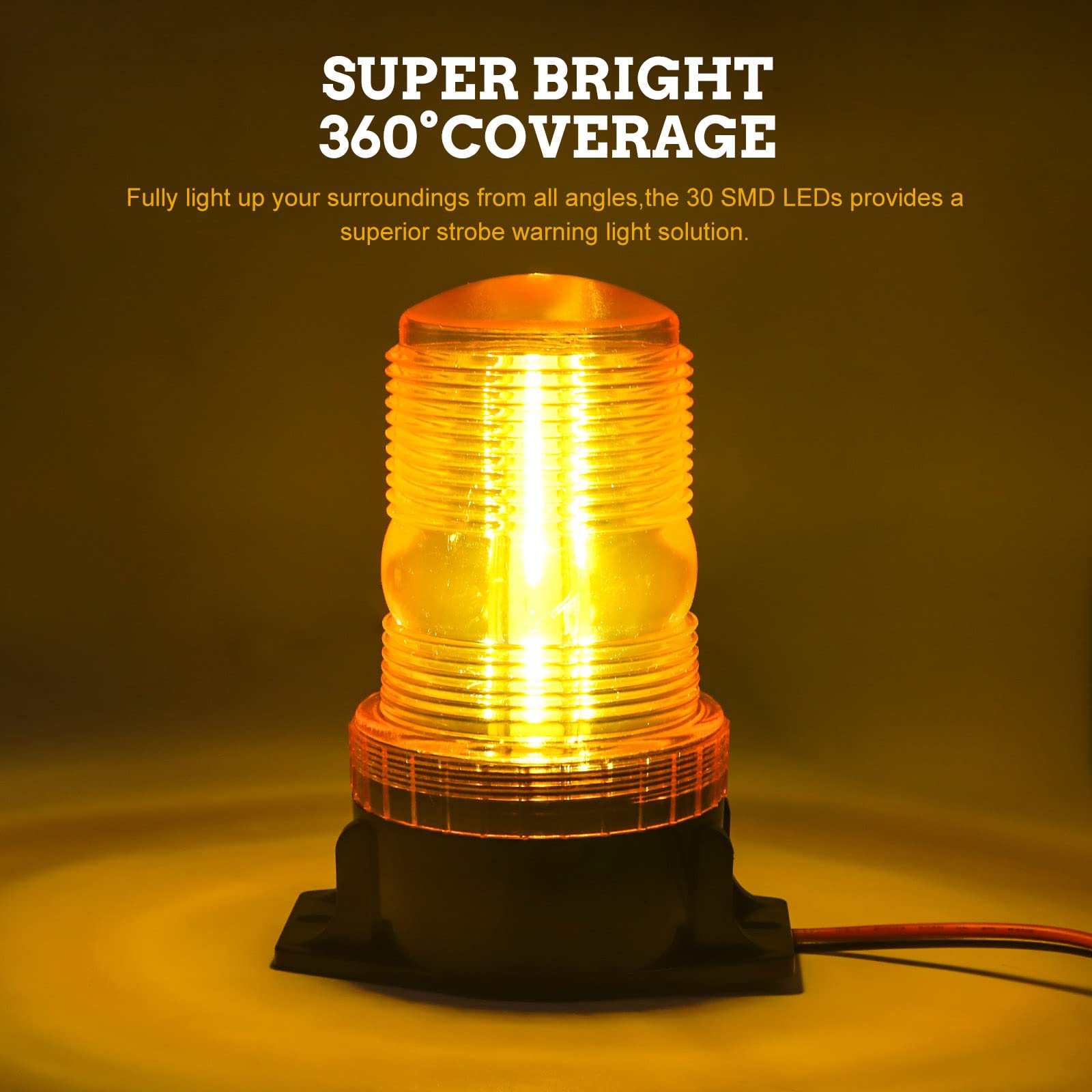 Biqing Luz de Baliza de Advertencia LED ámbar, LED Luces de Advertencia Estroboscópicas 12V 24V Luz Rotativa de Advertencia Estroboscopica para Autobús escolar Tractor Excavadoras Camión (Amarillo-1X)