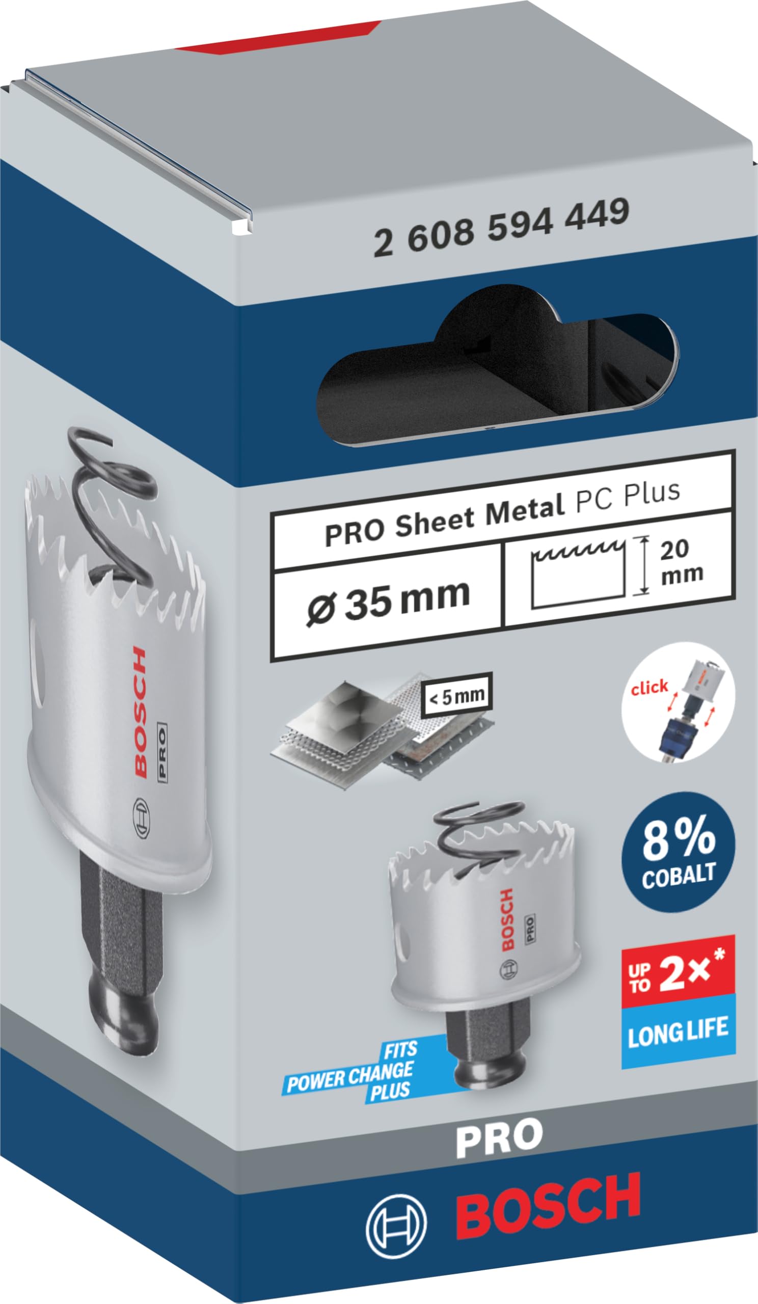 Bosch 1x PRO Sheet Metal Power Change Plus Delik Açma Testeresi (Paslanmaz Çelik Saclar, Çelik Saclar, Ø 35 mm, Professional Aksesuar Döner Matkap/Vidalamalar, Darbeli Matkap/Vidalama)