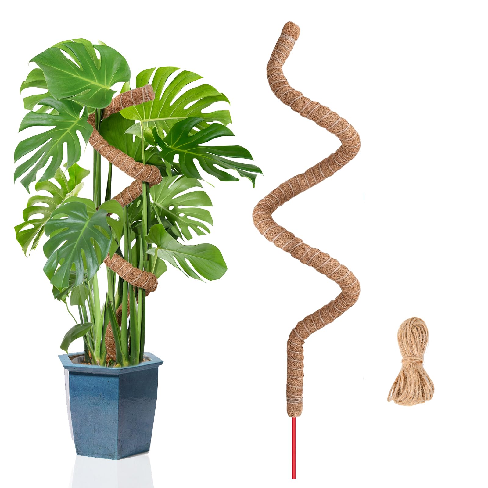 Bendable Moss Pole for Plants, SproutMaven 120cm/47inch Monstera Moss Pole kit for Climbing Plants Handmade Slim Plant Stakes for Indoor Plants