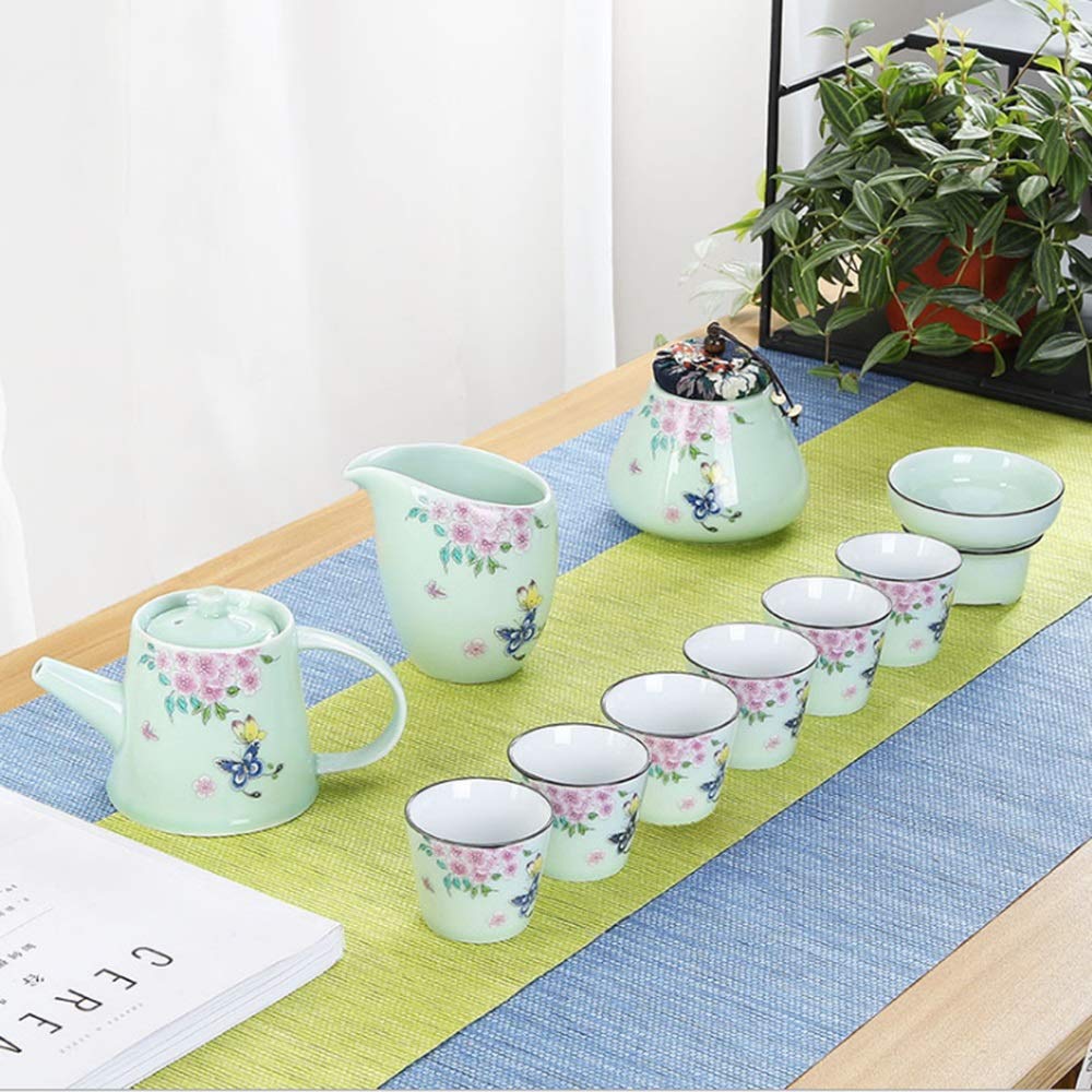 Service à thé, Service à thé en Soie, Coffret Cadeau d'affaires Haut de Gamme, Service à thé Complet, Service à thé en Porcelaine Blanche Dehua, Service à thé (Couleur : C) (A) (B) Decoration