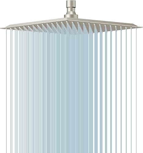 Miniatura 50 de BESy - Cabezal de ducha efecto lluvia cuadrado, de acero inoxidable de alta presión, de 1/16”, ultra fino, cobertura de cuerpo completo con boquilla