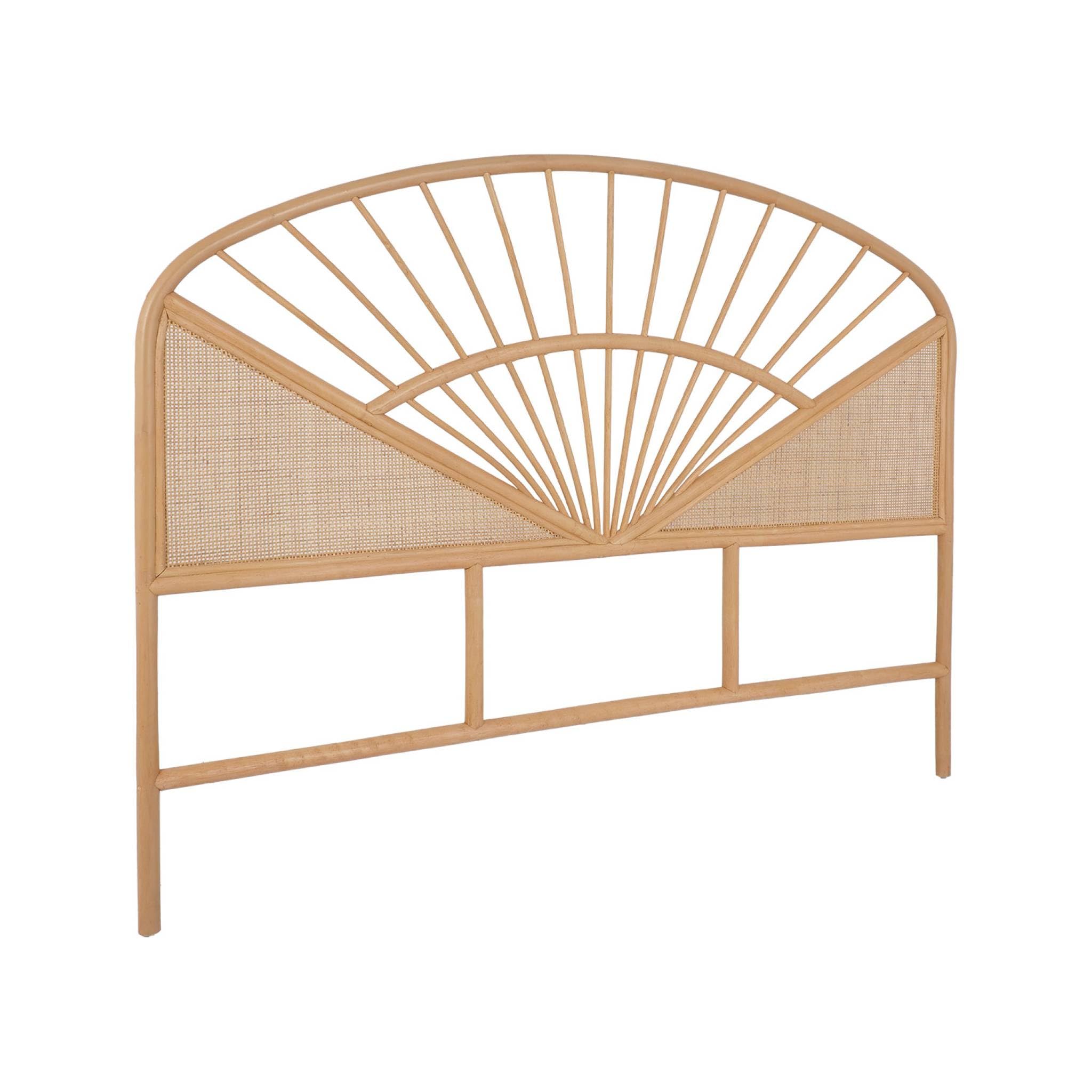 sweeek - Kopfteil aus natürlichem Rattan und Rohrgeflecht, helles Holz - Tomia