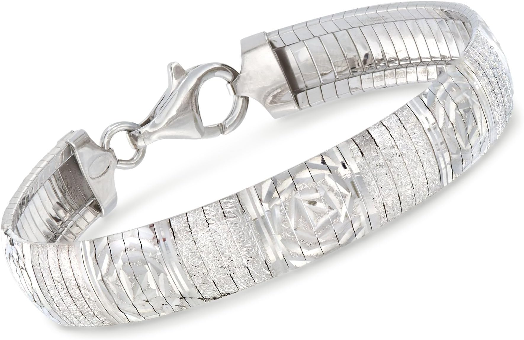 Italian Sterling Silver Diamond-Cut Omega Bracelet
