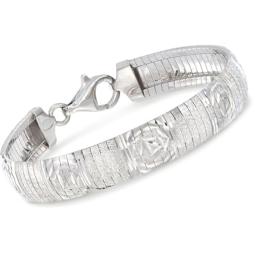 Ross-Simons Italian Sterling Silver Diamond-Cut Omega Bracelet