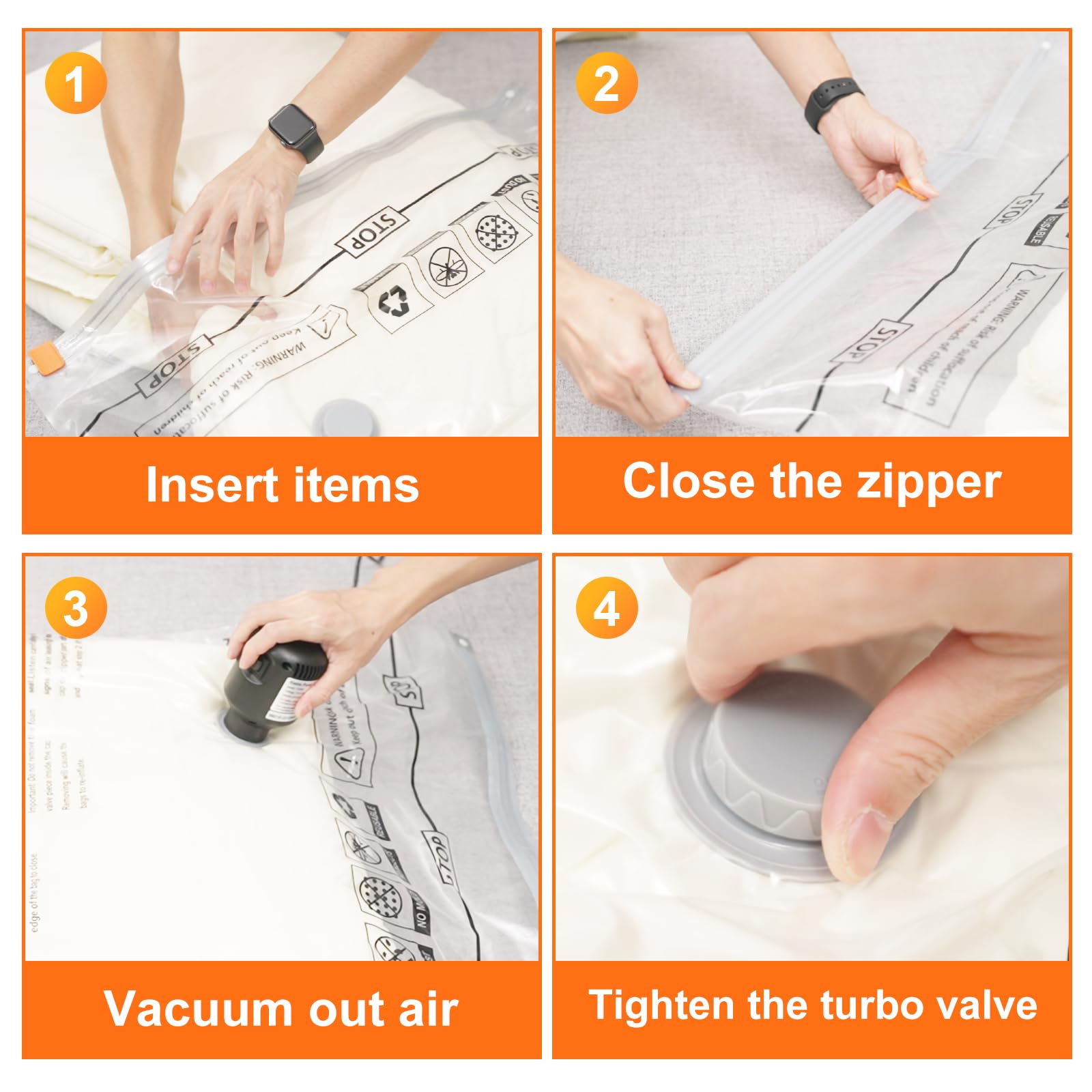 Wevac 20 Piezas Bolsas Ropa al Vacio (4 Jumbo, 4 Grandes, 4 Medianas, 4 Pequeñas, 4 Enrollables) con Bomba Eléctrica, Doble Sello de Cremallera, Sacos Vacuo Para Guardar Ropa, Mantas y Edredones