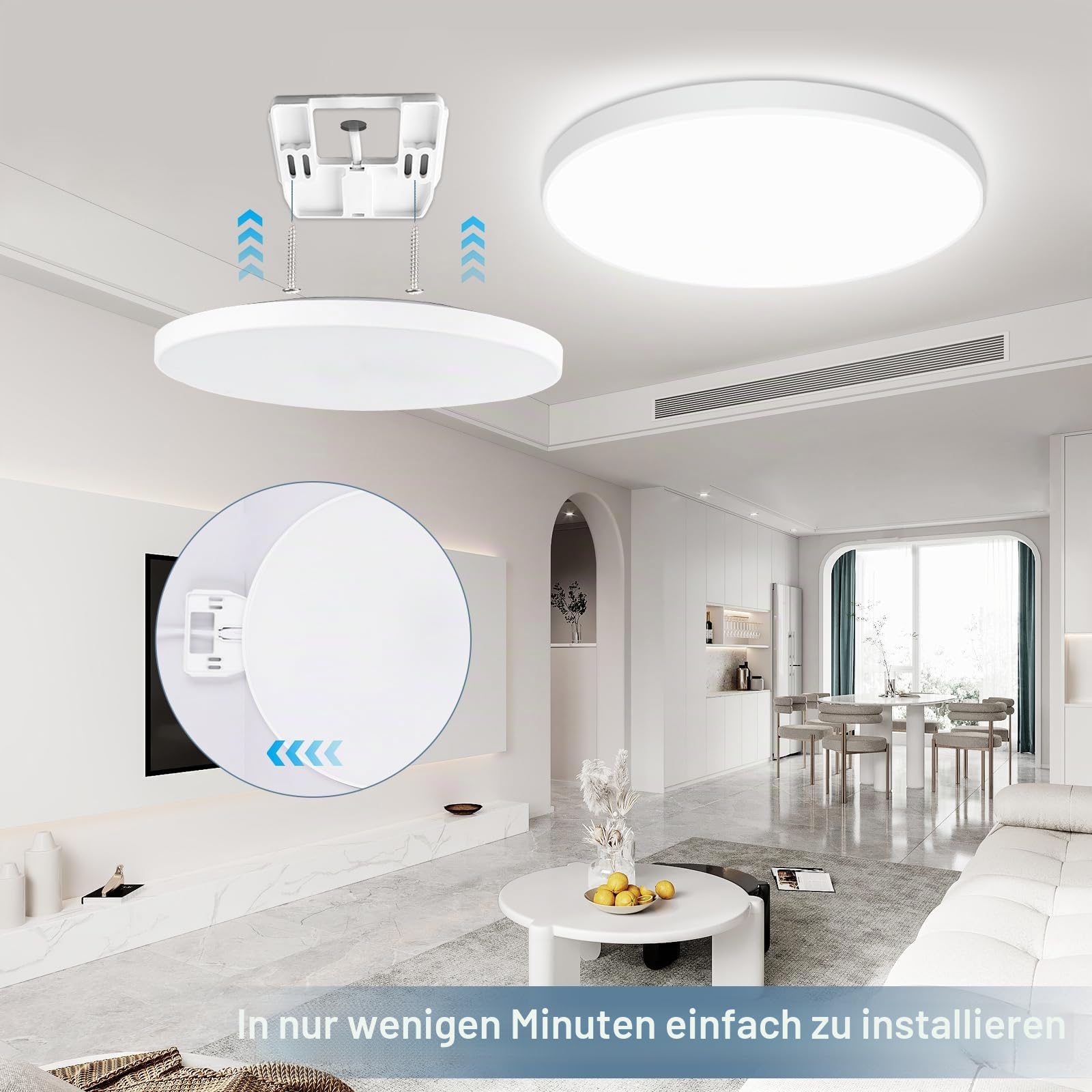 Led Deckenlampe Dimmbar mit Fernbedienung, [4 Stücke] 24W 16 Millionen RGB Farbwechsel Smart led Deckenleuchte Steuerbar via App, 2400LM Deckenbeleuchtung Ø30CM Lampe für Wohnzimmer Schlafzimmer, Weiß
