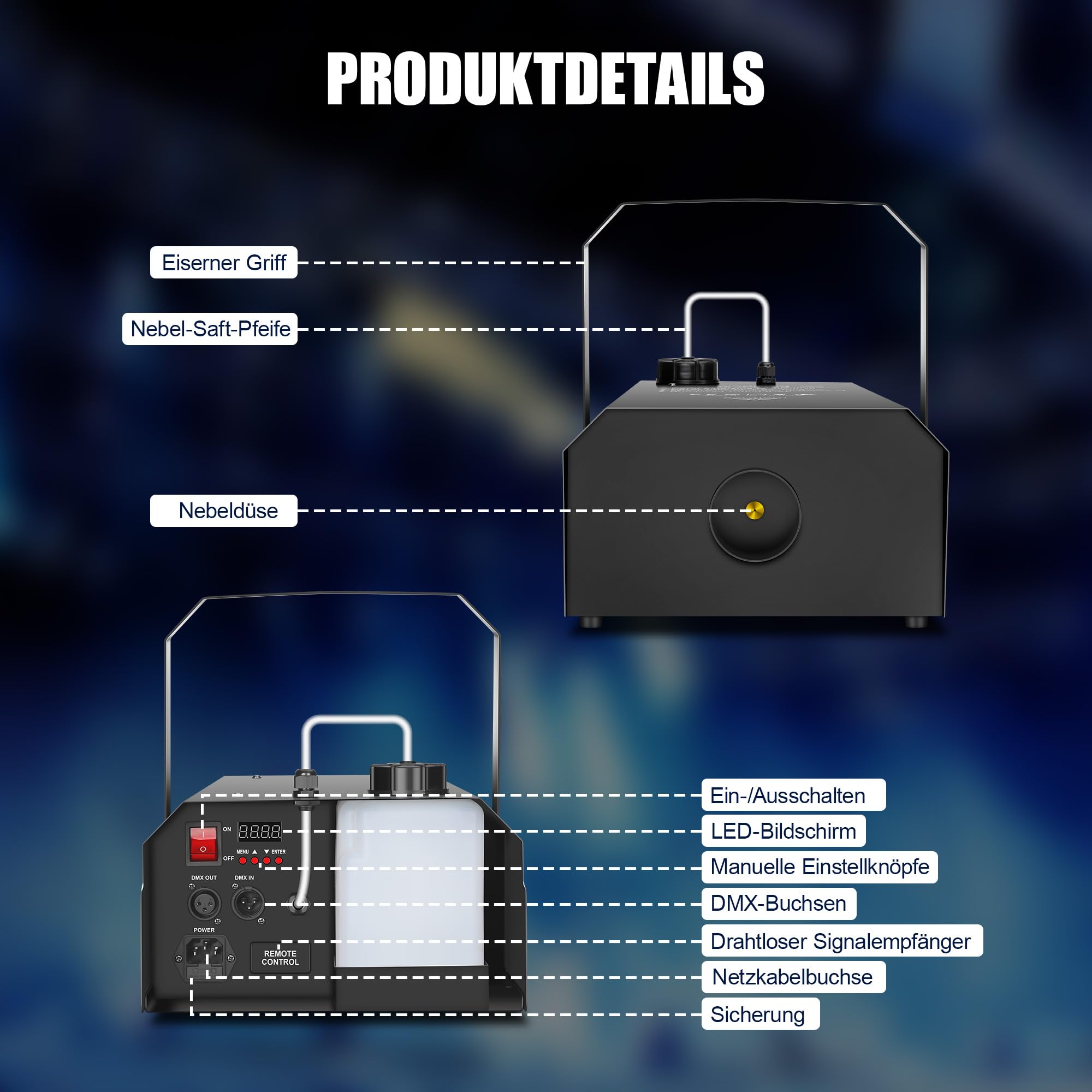 Telbum 1500 Watt Nebelmaschine Außen-Nebelmaschine mit Fernsteuerung, DMX512, Timer, Wasserdichtes Design, Professionelle Räuchermaschine Fog Maschine für DJ Bühne Party Hochzeit Halloween