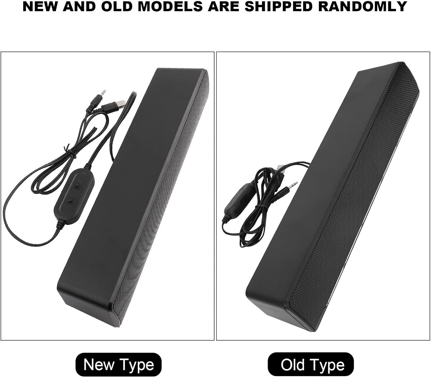 Computer Sound Bar, White PC Speakers White Soundbar Stereo USB Powered Mini Soundbar Speakers USB Wired Soundbar (Black)