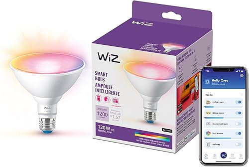 Miniatura 10 de WiZ Connected Bombilla inteligente LED PAR38 de 120 W, paquete de 6, E26, para interiores y exteriores, se conecta a Wi-Fi, control con voz o