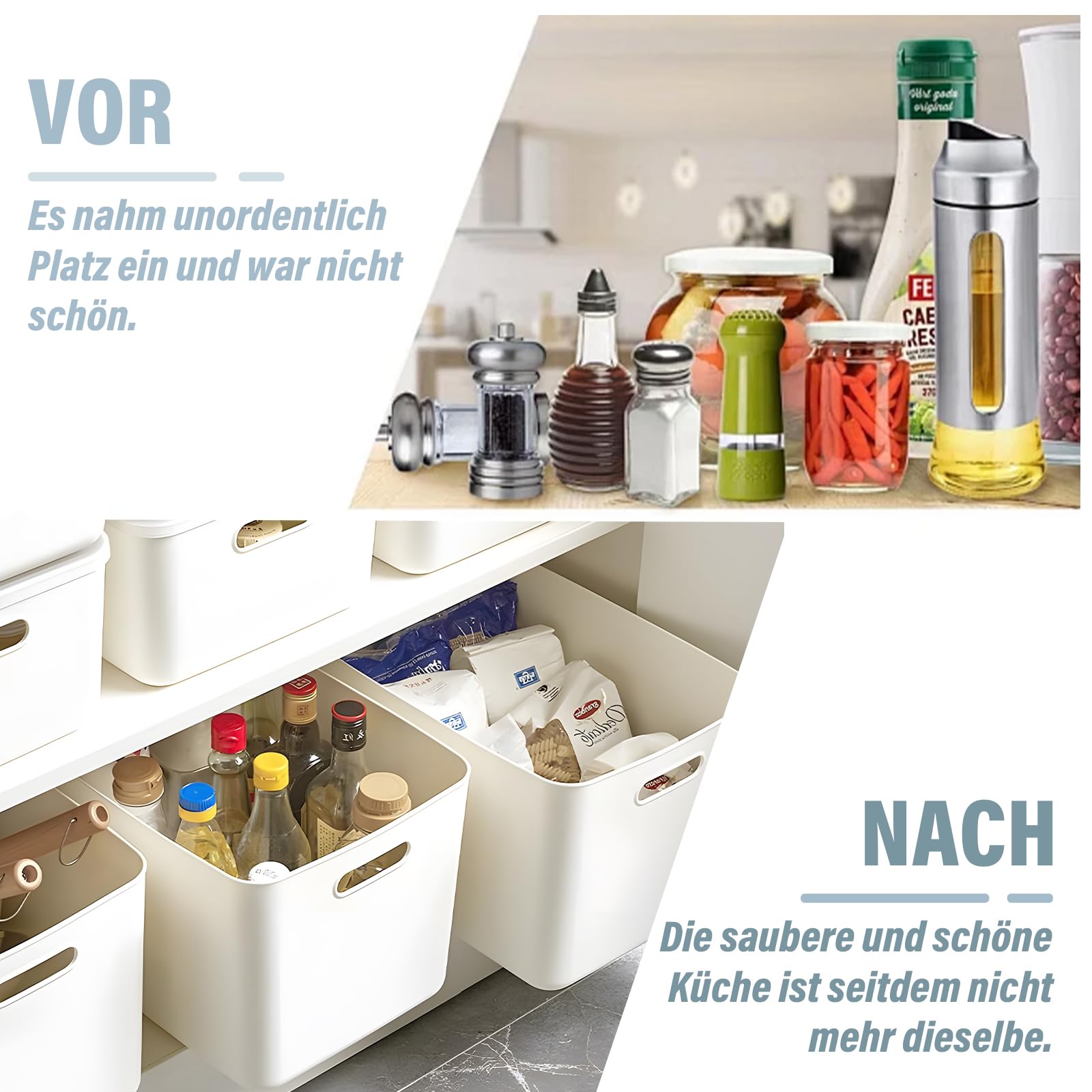 4Stk 23L Kunststoff Aufbewahrungsbox mit Deckel, 37x26x24cm Kunststoffbox Organizer Box, Stapelbare Ordnungsboxen mit Griffen, Vielseitige Weiß Aufbewahrungskiste für Bad Küche Büro Wohnzimmer