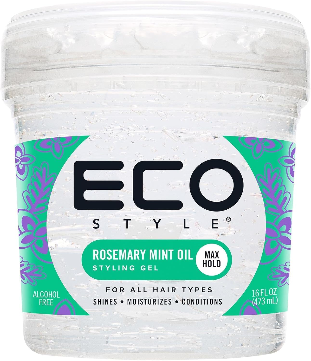 Eco Style - Gel de peinado con aceite de romero y menta, 16 onzas, restaura la humedad, promueve un cuero cabelludo saludable, sujeción y brillo