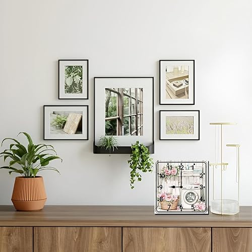 Miniatura 3 de Reloj de lavandería, reloj de pared silencioso de 10 pulgadas, funciona con pilas, estilo retro, para cuarto de servicio, relojes de pared de madera