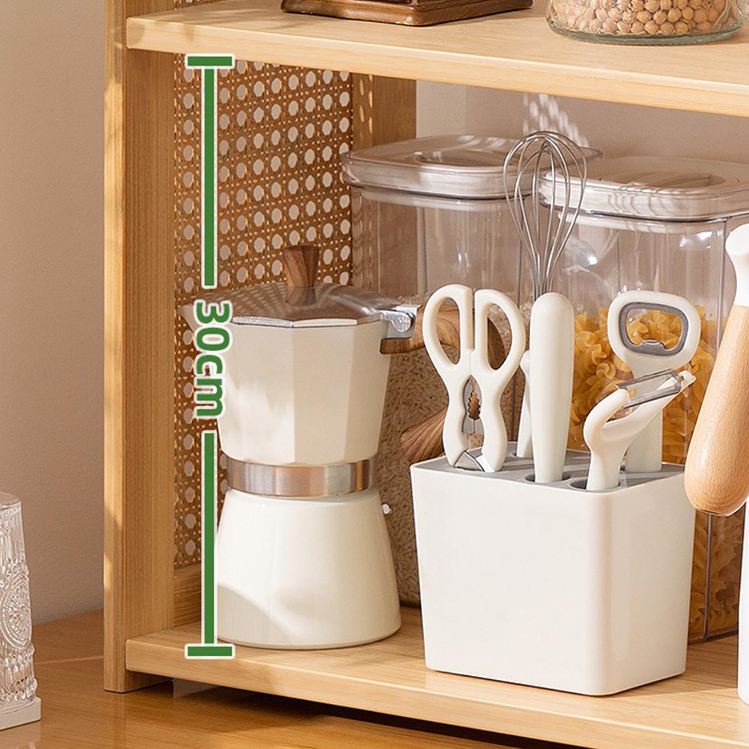 2 Etage Gewürzregal Stehend Geflechttechnik Gewürzständer Aus Holz Küchen Arbeitsplattenregal Spice Rack Kaffeeregal Für Küche Aufbewahrungsregal Für Kosmetika,Pine,70 * 24 * 48cm
