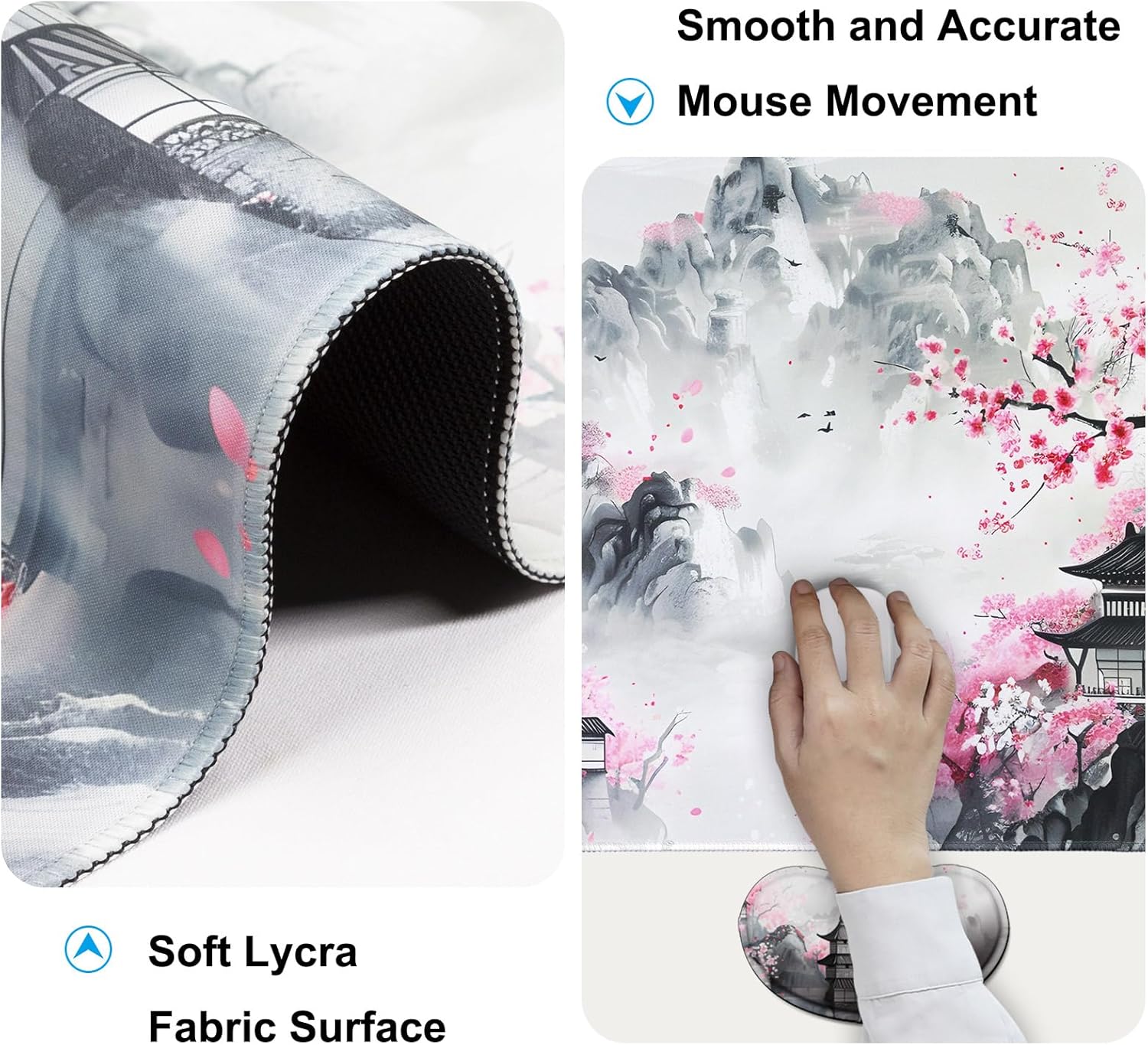 Keyboard Wrist Rest + Mouse Pad with Wrist Support + Desk Mat + Coaster 4 in 1 Set,Desk Matt for Desktop,Cute Large Gaming Ergonomic Mousepad for Computer Laptop Office Home Decor-Japanese Anime