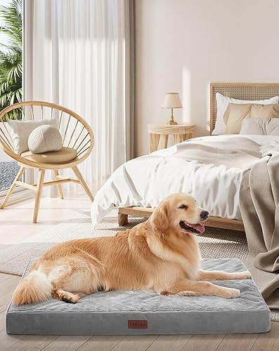 OhGeni Cama ortopédica impermeable y lavable a máquina para mascotas medianas y grandes, tapete para gatos con espuma de jaula de huevos 25D, parte