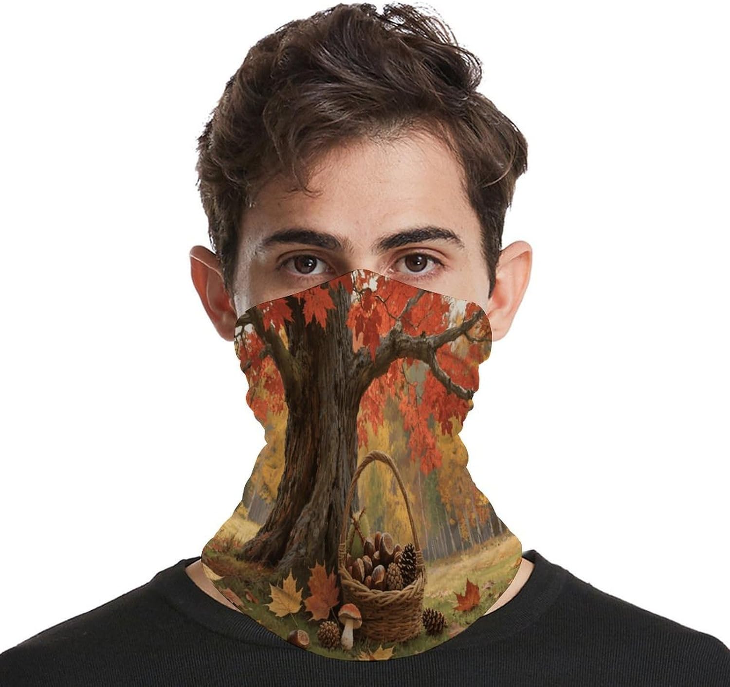 Autumn Fall Harvest Maple Neck Gaiter for Men Women Cooling Wrap Headwear Winter Head Wrap Scarf Beautiful Headband Personality Balaclava Sport Magic Scarf Windproof Hair Bandana