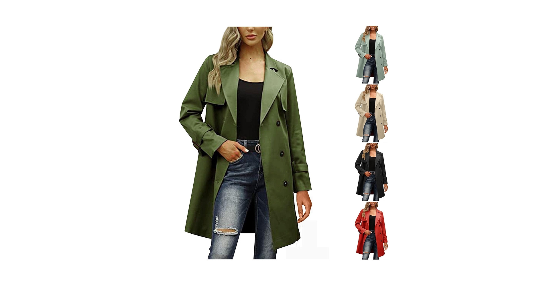 Amazon.com: Trench Coat Women,2024 Classic Lapel Double