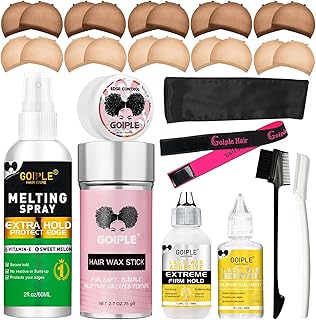 Wig Accessory Essentials Kit Lace Front Wig Glue & Remover, Wig Caps, Elastic Band, Hair Wax Stick, Edge Control, Edge Brush, Hair Shear Dermaplanning Razor Tool and Edge Scarf - 29PCS