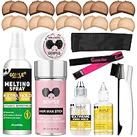 Vista 8 de Kit de Accesorios Esenciales para Peluca Pegamento y Removedor para Peluca de Encaje Frontal, Gorros para Peluca, Banda Elástica, Barra de Cera