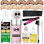 Wig Accessory Essentials Kit Lace Front Wig Glue & Remover, Wig Caps, Elastic Band, Hair Wax Stick, Edge Control, Edge Brush, Hair Shear Dermaplanning Razor Tool and Edge Scarf - 29PCS