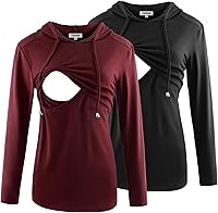 Vista 160 de GINKANA Sudadera con capucha para mujer, manga larga, lactancia materna, ropa casual