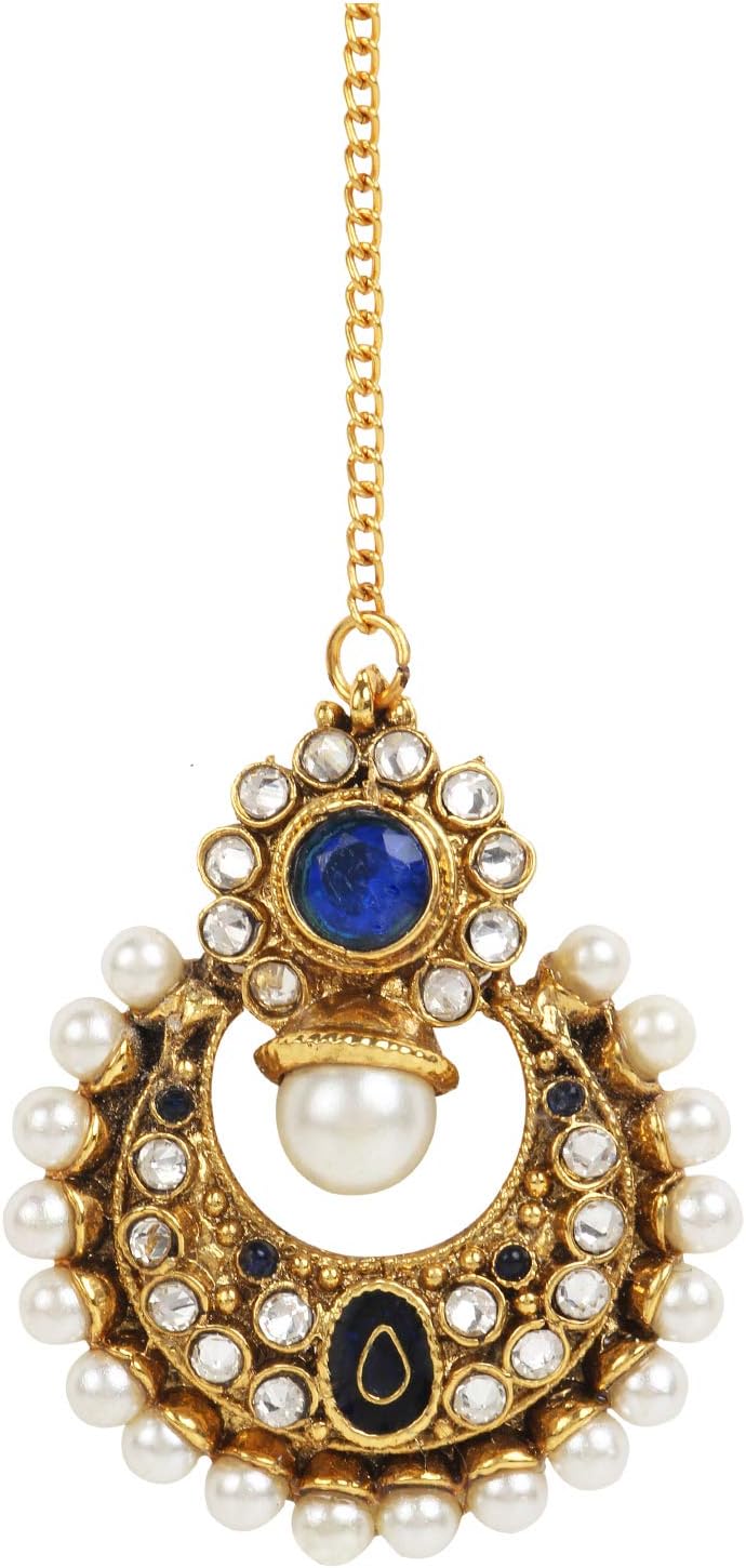 Dancing Girl Bridal Wedding Blue Metal Alloy Mang Tikka Mang Tikka Women