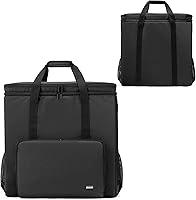 Vista 7 de CURMIO Funda de transporte de PC de doble capa, bolsa de viaje para computadora de escritorio para chasis de PC, teclado, mouse y auriculares, solo