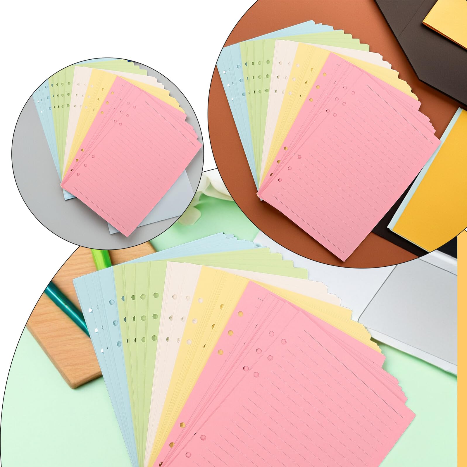 2 Satz A5 Nachfüllpapier 6 Loch Liniert Buntes Ringbuch Einlagen Planer Nachfüllung für Notizbücher Tagebücher und Büro
