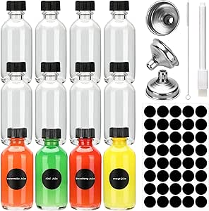 12 Mini Bottiglie Per Liquori 60ml Con Tappi E Imbuto | Bottigliette Vetro Per Olio, Sciroppo, Regali - Foto 14