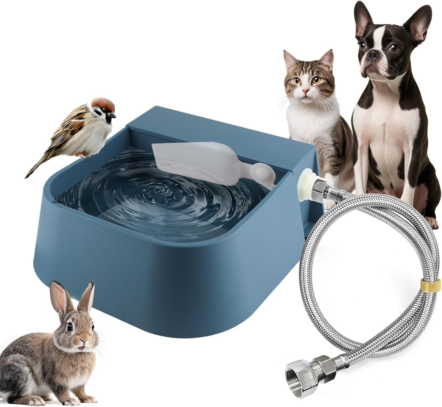 LESYPET Dog Automatic Water Bowl, 67 OZ Automatic Refill Pet Water Dispenser for Cat Chicken Rabbit, Outdoor Animal Drinking Bowl for Livestock, Hose & Adapter Included