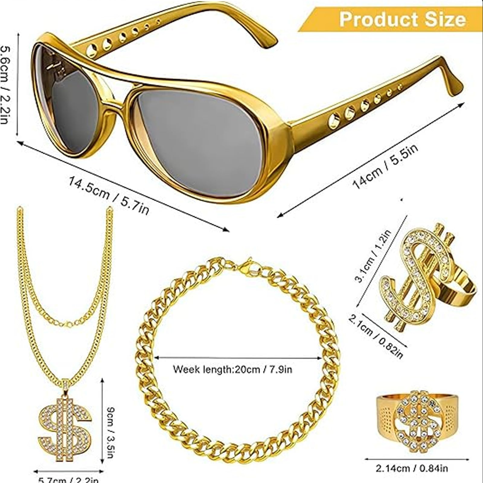 XIMU-SHANGDIAN 8Pcs Hip Hop Costume Accessories Set, multicolored, 10 cm x 10 cm x 1 cm - Image 2