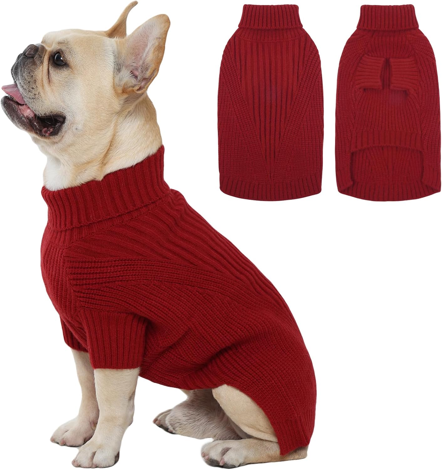 ADNIKIA Large Dog Sweater, Soft Dog Sweater Short Sleeves, Turtleneck Sweaters for Dogs Outdoor Playing, Christmas Winter Warm Cold Sweatshirts, Solid Color