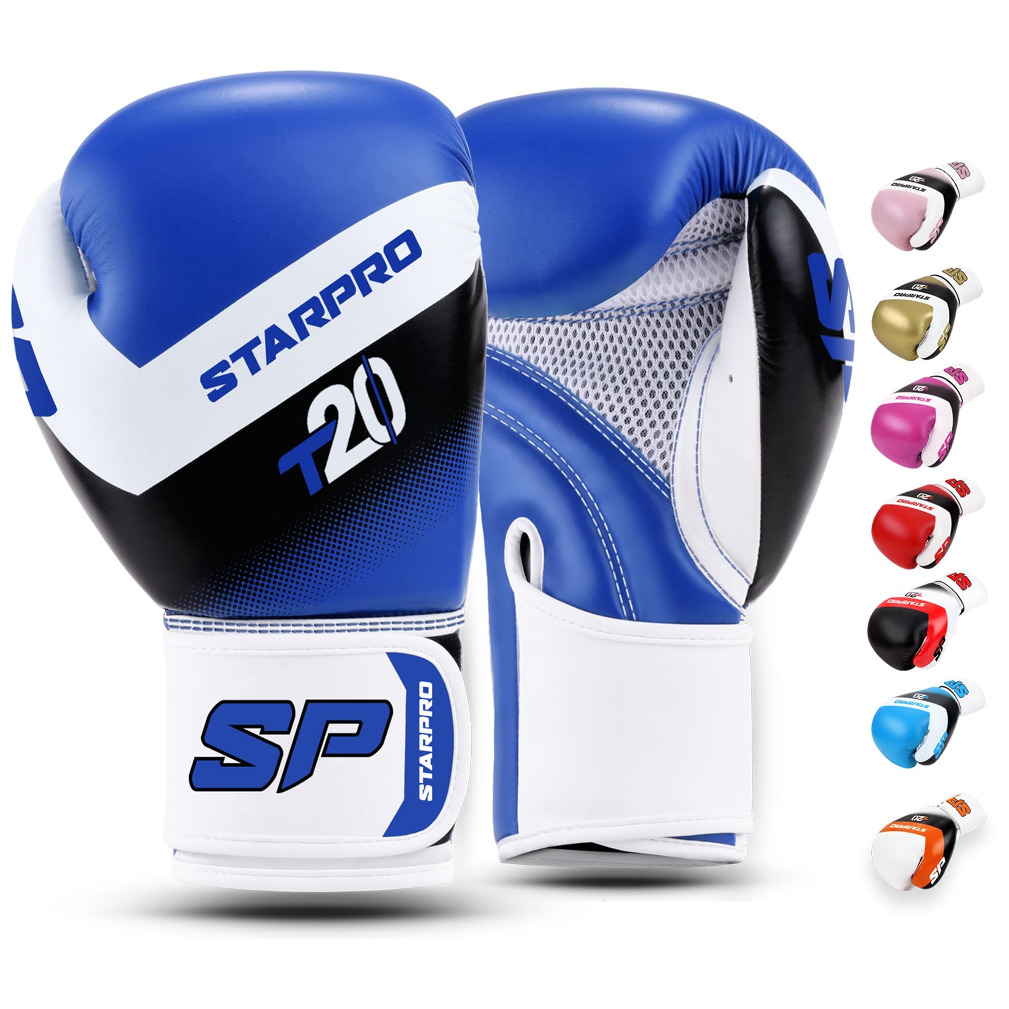 Starpro Boxing Gloves - 8oz 10oz 12oz 14oz 16oz - Vegan Leather Gloves for Training Sparring with Waterproof Lining - Breathable Mesh - Hand Protection