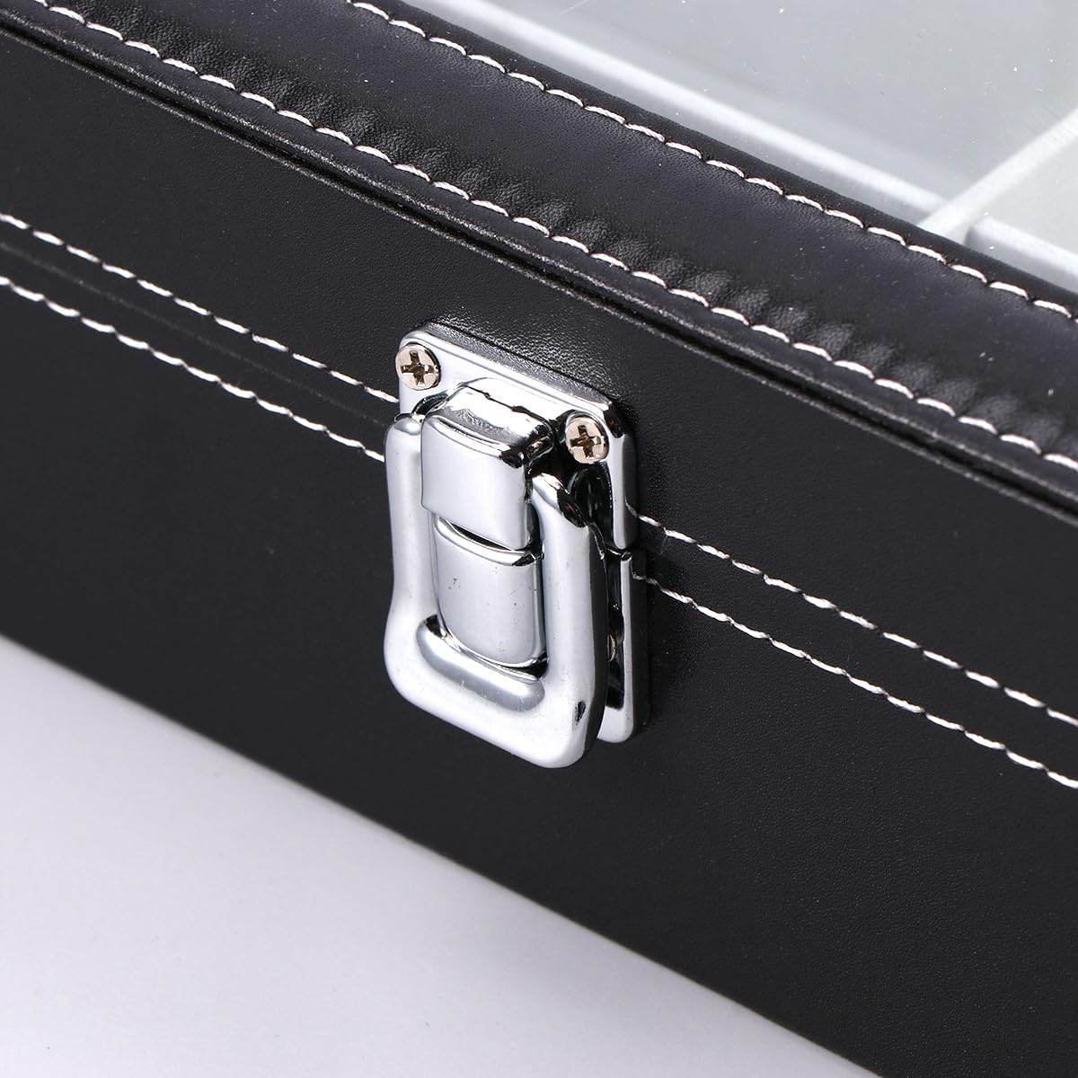 Zerodeko Scatola Porta Occhiali da Sole con Specchio Integrato in Pannello di Densità Pu e Vetro Nera con 8 Scomparti , in Pannello di Densità Custodia Organizer per Esposizione e